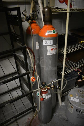 3 Various Carbon Dioxide Tanks. 8x8x57, 8x8x27. 3 Times Your Bid! Buyer Must Pick Up - We Will Not Ship This Item. (kitchen)