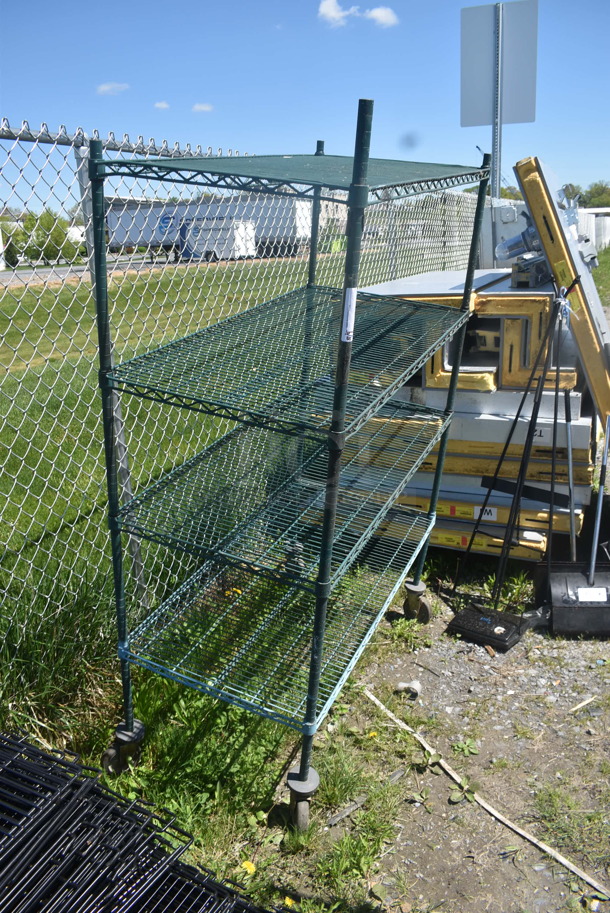 Green 4 Tier Metro Style Shelf on Casters BUYER MUST DISMANTLE. PCI CANNOT DISMANTLE FOR SHIPPING. PLEASE CONSIDER FREIGHT CHARGES. - Image 2 of 4