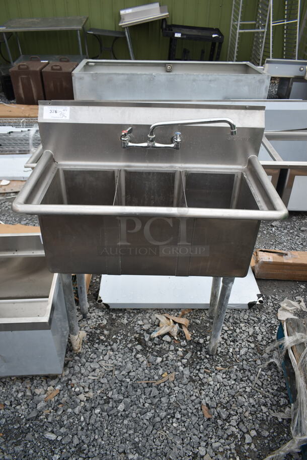 Stainless Steel Commercial 3 Bay Sink w/ Faucet and Handles. Bays 10x14 - Image 1 of 4