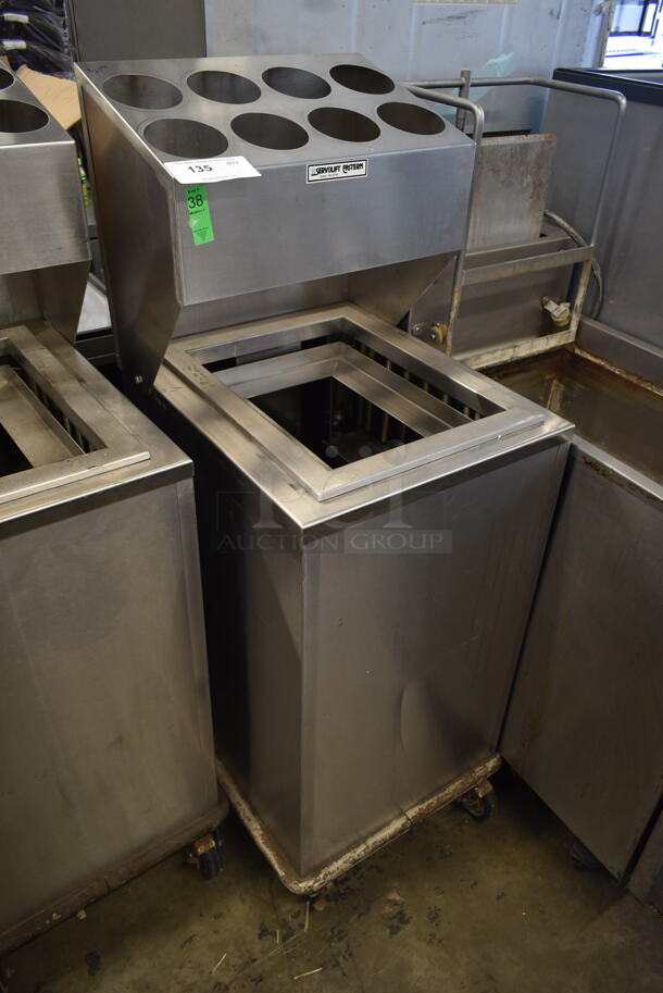 Servolift Eastern Stainless Steel Commercial Tray Return w/ 8 Cut Out Silverware Stand on Commercial Casters.  - Image 2 of 5