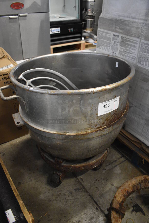 Hobart VML80 Metal Commercial 80 Quart  Mixing Bowl w/ Paddle Attachment and Dolly on Commercial Casters. 26x21.5x18, 14x3x20.5, 16.5x16.5x7 - Image 2 of 8