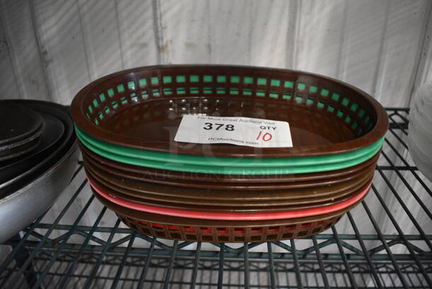 10 Various Colored Poly Food Baskets. 11x7x2. 10 Times Your Bid!
