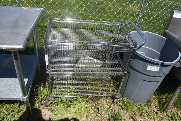 Metro Style 3 Tier Chrome Finish Cart on Casters with Handle - Image 1 of 4