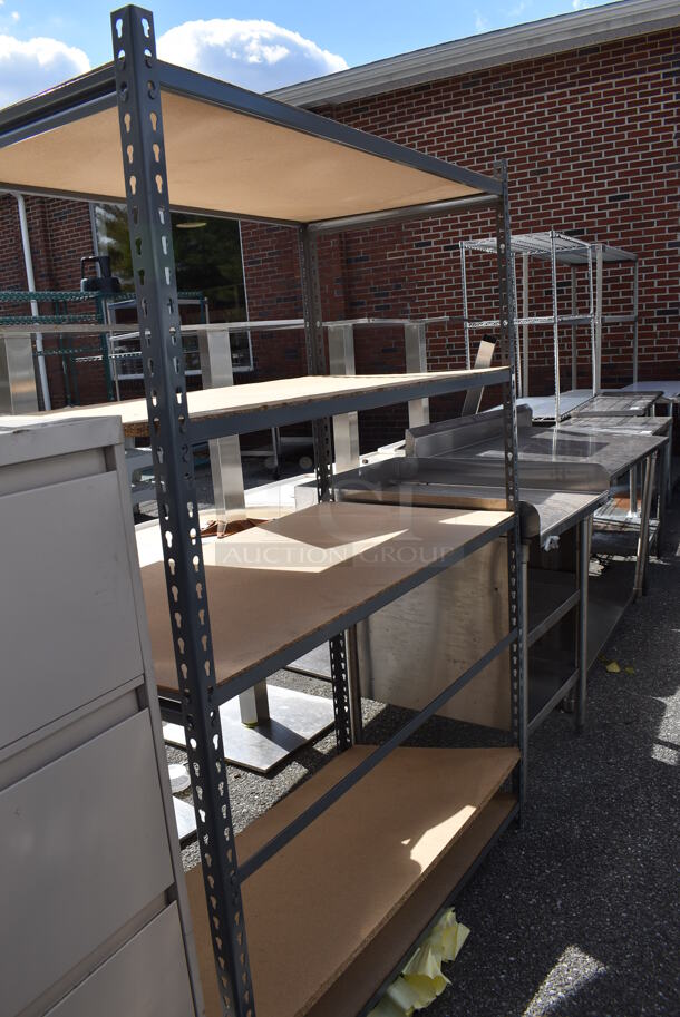 Metal and Wood Pattern 5 Tier Shelving Unit. BUYER MUST DISMANTLE. PCI CANNOT DISMANTLE FOR SHIPPING. PLEASE CONSIDER FREIGHT CHARGES. 48x25x72 - Image 2 of 6