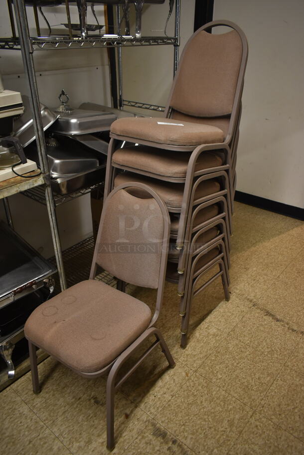 7 Metal Stackable Banquet Dining Height Chairs. 7 Times Your Bid! (hallway) - Image 1 of 4