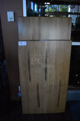 3 Various Wood Pattern Tabletops. Includes 48x30x2, 60x30x2. 3 Times Your Bid! (lounge)