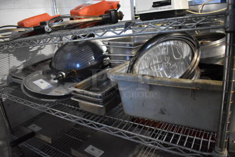 ALL ONE MONEY! Tier Lot of Various Metal Items Including Lids, Baking Pans and Drop In Bins