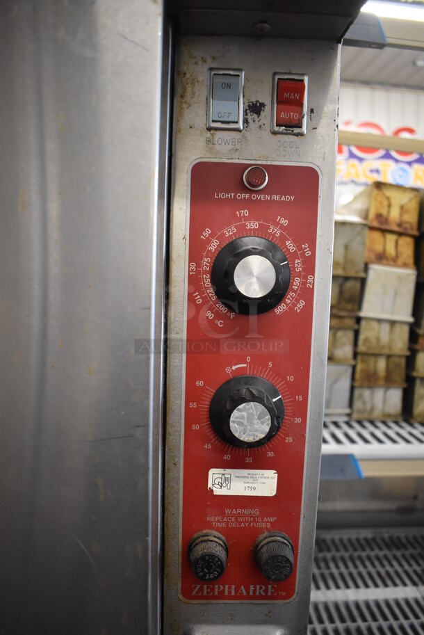 2 Blodgett Zephaire Stainless Steel Commercial Electric Powered Full Size Convection Oven w/ Solid Doors, Metal Oven Racks and Thermostatic Controls. 208-240 Volts. 38x37x72. 2 Times Your Bid! - Image 3 of 7