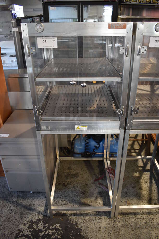 Heat Max Model 222725 Metal Commercial Heated Display Case Merchandiser on Stand. 10 Volts, 1 Phase. 22x27x59.5. Tested and Working!