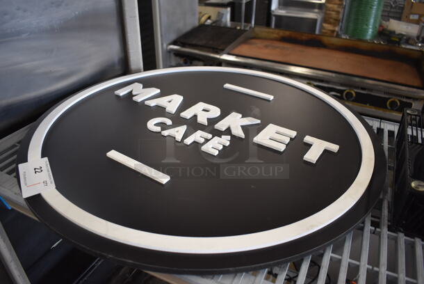 Market Cafe Black and White Round Sign. 30x1x30 - Image 2 of 2