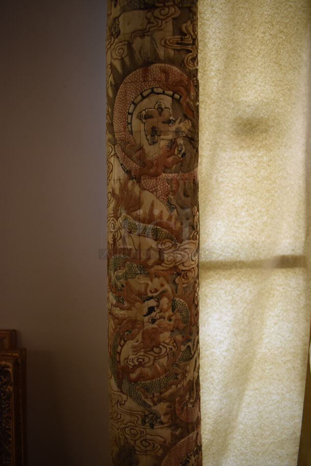 2 HAND CARVED Bone Mastadon Tusk Shaped Statues. 2 Times Your Bid! - Image 7 of 8