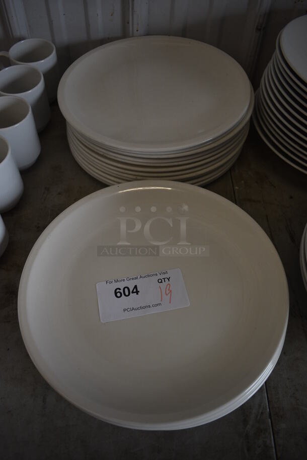 19 White Ceramic Plates. 12.25x12.25x1. 19 Times Your Bid!