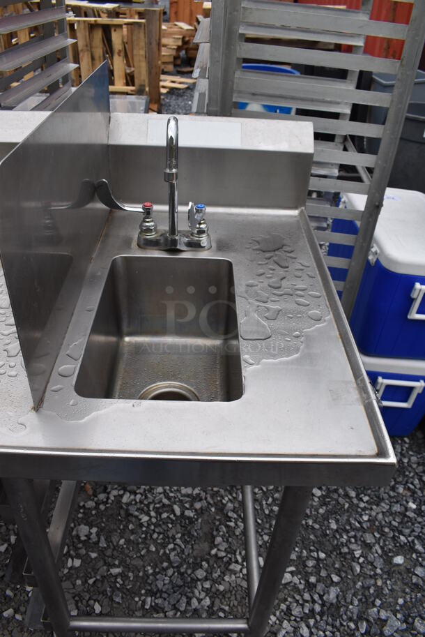 Stainless Steel Commercial Table w/ Sink Bay, Faucet, Handles, Splash Guard, Water Dispenser, Back Splash and Under Shelves. 72x31x48. Bays 10x8x4.5, 9x15x8.5 - Image 5 of 8