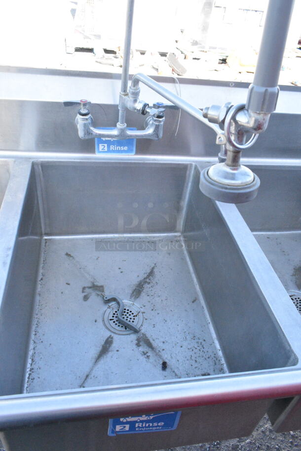 Regency 600S31620218 Stainless Steel 3 Bay Sink w/ Dual Drain Board, Faucet, Handles and Spray Nozzle.  - Image 5 of 9