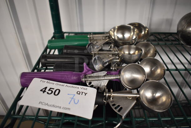 7 Various Metal Scoopers. Includes 8". 7 Times Your Bid! - Image 1 of 2