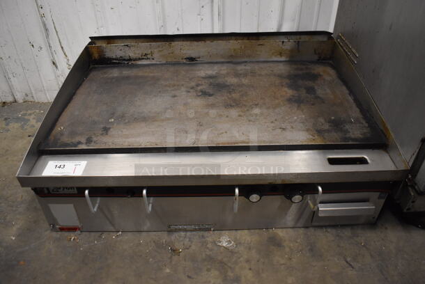 APW Wyott Stainless Steel Commercial Countertop Natural Gas Powered Flat Top Griddle. 36x26x12 - Image 1 of 6