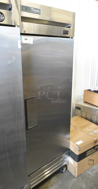 2018 True T-19F-HC Stainless Steel Commercial Single Door Reach In Freezer w/ Poly Coated Racks on Commercial Casters. 115 Volts, 1 Phase. Tested and Working!