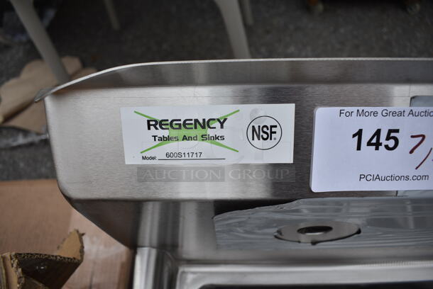 BRAND NEW SCRATCH AND DENT! Regency 600S11717 22" 16-Gauge Stainless Steel One Compartment Commercial Sink with Galvanized Steel Legs and without Drainboard - 17" x 17" x 12" Bowl. No Legs.  - Image 5 of 5