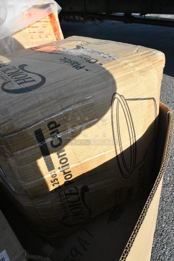 18 BRAND NEW Boxes Including 760VP130 Carnival King 130 oz. Popcorn Bucket - 150/Case, Dart 85MFPPHT3 ProPlanet 8 5/16" x 8" x 3" White Mineral-Filled 3 Compartment Hinged Lid Takeout Container. 18 Times Your Bid!  - Image 4 of 12