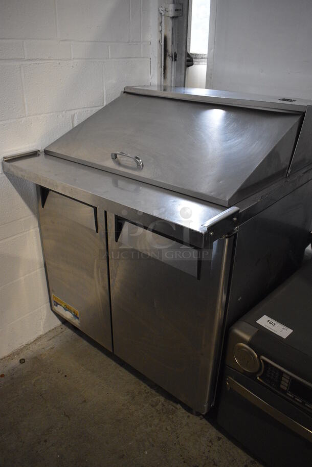 Turbo Air Model MST-36-15 Stainless Steel Commercial Sandwich Salad Prep Table Bain Marie Mega Top on Commercial Casters. 115 Volts, 1 Phase. 37x34x45. Tested and Powers On But Does Not Get Cold - Image 2 of 6