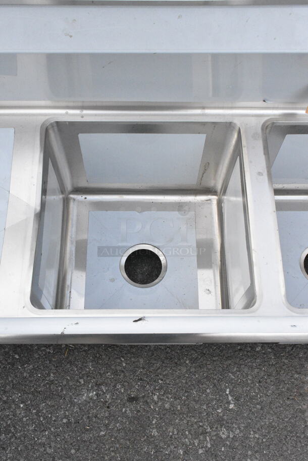 Regency 600S31515215 Stainless Steel Commercial 3 Bay Sink w/ Dual Drain Boards. No Legs. Bays 15x15x12. Drain Boards 13x16 - Image 3 of 8
