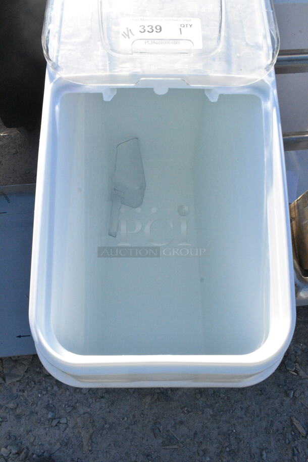 BRAND NEW SCRATCH AND DENT! White Poly Ingredient Bin on Commercial Casters.  - Image 3 of 4