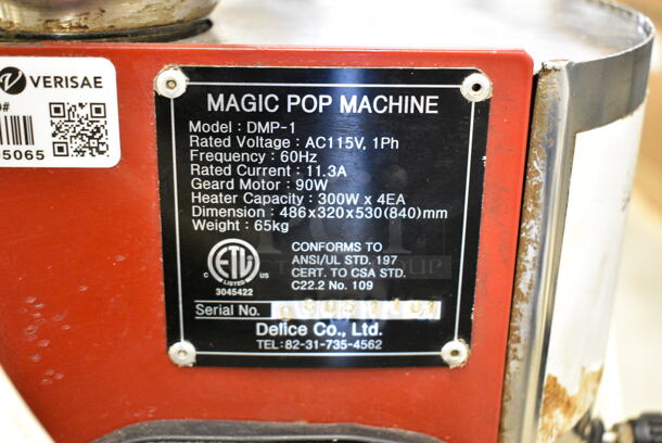 Magic Pop DMP-1 Metal Commercial Rice Cake Machine. 115 Volts, 1 Phase. Tested and Working! - Image 5 of 6