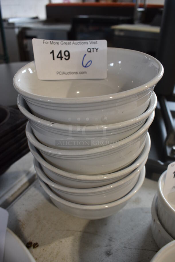 6 White Ceramic Bowls. 6.25x6.25x3. 6 Times Your Bid!