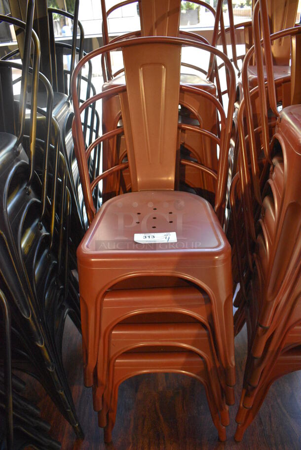 6 Brown Metal Tolix Style Dining Height Chairs. 17x17x33. 6 Times Your Bid! (lounge) - Image 3 of 5