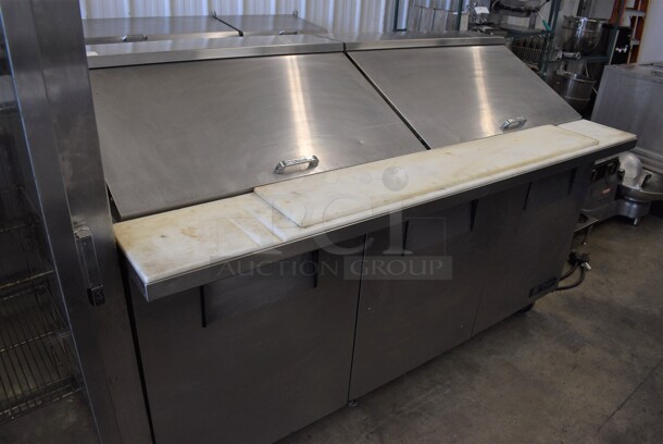 True Model TSSU-72-30M-B-ST Stainless Steel Commercial Sandwich Salad Prep Table Bain Marie Mega Top on Commercial Casters. 115 Volts, 1 Phase. 72x34x46. Tested and Powers On But Does Not Get Cold - Image 1 of 9