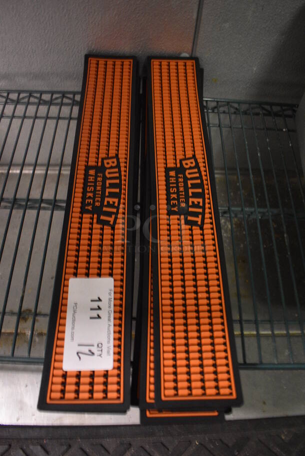 12 Bulleit Orange and Black Bar Mats. 21x3.5x0.5. 12 Times Your Bid! (kitchen) - Image 1 of 3
