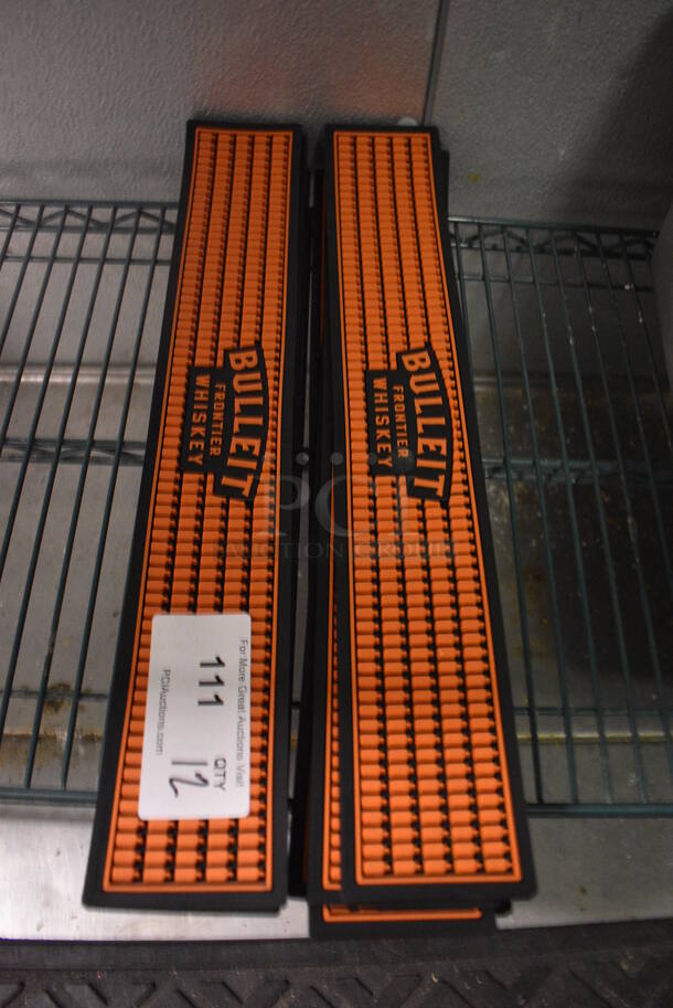 12 Bulleit Orange and Black Bar Mats. 21x3.5x0.5. 12 Times Your Bid! (kitchen)