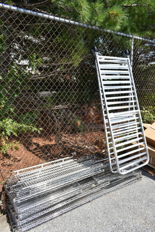 13 BRAND NEW SCRATCH AND DENT! Items Including Pan Rack Sides and Chrome Finish Wire Shelves. Includes 26x10x70, 32x16x2, 48x14x1.5, 30x18x1.5, 48x14x1.5. 13 Times Your Bid! 
