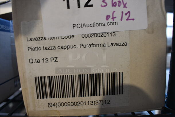 3 Boxes of 12 BRAND NEW Lavazza White Ceramic Saucers. 5.75x5.75x1. 3 Times Your Bid! - Image 4 of 5