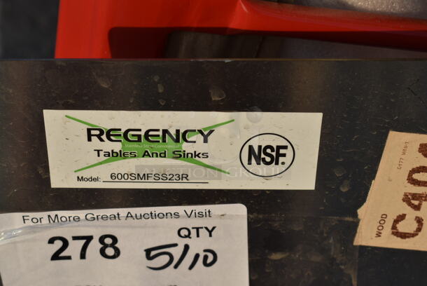 BRAND NEW SCRATCH AND DENT! Regency 600SMFSS23R 16-Gauge 304 Stainless Steel Floor Mounted Mop Sink with Right Side Splash Guard - 22" x 21 3/8" x 10" Bowl - Image 7 of 7