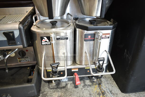 Grindmaster AP-400E Stainless Steel Commercial Countertop Double Coffee Machine w/ Hot Water Dispenser, 2 Metal Brew Basket and Brew Basket Filters. 208/240 Volts, 1 Phase.  - Image 4 of 11