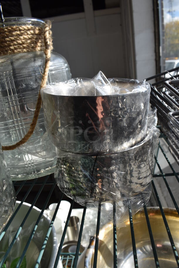 ALL ONE MONEY! Lot of Green Finish 5 Tier Shelving Unit on Commercial Casters w/ Contents Including Glass Bottles, Glass Bowls, Metal Baskets, Ceramic Bowl, Fabric, Decaf Coffee Blend. BUYER MUST DISMANTLE. PCI CANNOT DISMANTLE FOR SHIPPING. PLEASE CONSIDER FREIGHT CHARGES. 36x18x92 - Image 11 of 12