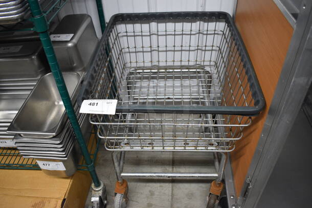 Metal Portable Basket on Commercial Casters. 22x27x27