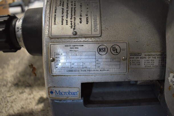 Hobart Model 2712 Stainless Steel Commercial Countertop Meat Slicer. 115 Volts, 1 Phase. 27x25x28. Tested and Working! - Image 2 of 6