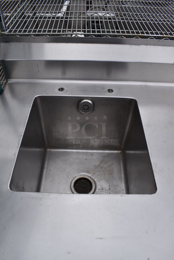 Stainless Steel Commercial Table w/ Sink Basin, Under Shelf and Back Splash. 120x30x36. Bay 16x16x14 - Image 5 of 7