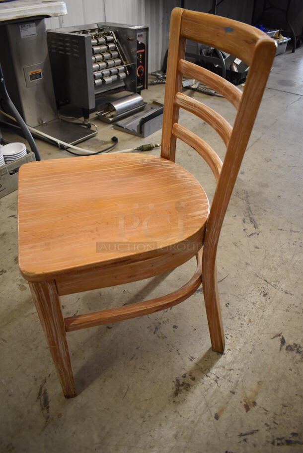 3 Wood Pattern Dining Chairs w/ Ladder Back Seats. 16x18x31. 3 Times Your Bid! - Image 3 of 6
