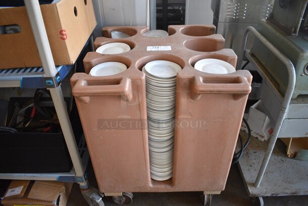 ALL ONE MONEY! Lot of Poly Commercial Dish Caddy w/ Plates on Commercial Casters. 27x24.5x27.5.