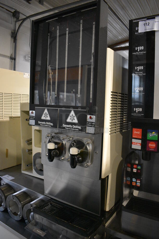 FBD Model FBD562 RC Stainless Steel Commercial Countertop 2 Flavor Slushie Machine on Stainless Steel Soda Station w/ 5 Cup Dispensers and 2 Doors. 215-245 Volts, 1 Phase. 36x42x77 - Image 3 of 11