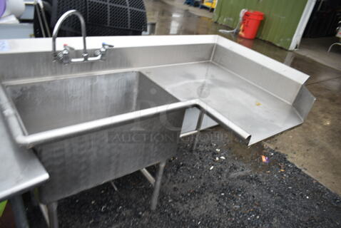 Stainless Steel Commercial Left Side L Shaped Dirty Side Dishwasher Table. Bay 30x20