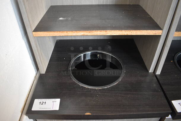 Gray and Black Wooden Trash Can Shell w/ Trash Deposit Hole, Tray Return, Door and Trash Can. 21x21x48.5 - Image 3 of 4