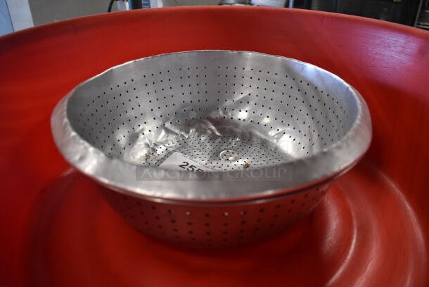 3 Various Items; 2 Metal Colanders and 1 Red Poly Bowl. Includes 13x13x4, 21x21x7. 3 Times Your Bid! - Image 3 of 3