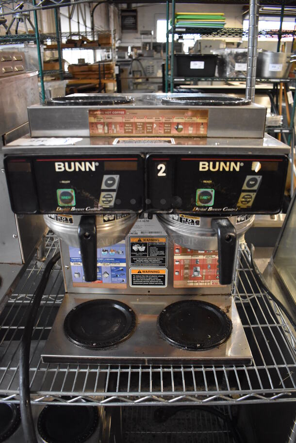 Bunn CDBC 2/2 TWIN Stainless Steel Commercial Countertop 4 Burner Coffee Machine w/ 2 Metal Brew Baskets. 120/208-240 Volts, 1 Phase. 16x18x19