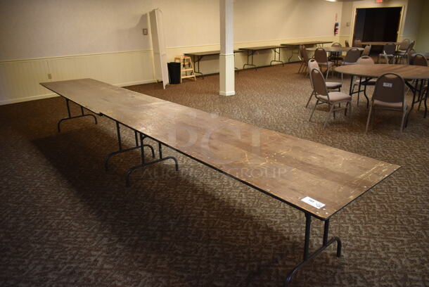 6 Wood Pattern Rectangular Folding Tables. 6 Times Your Bid! BUYER MUST REMOVE. (ballroom #2) - Image 1 of 7