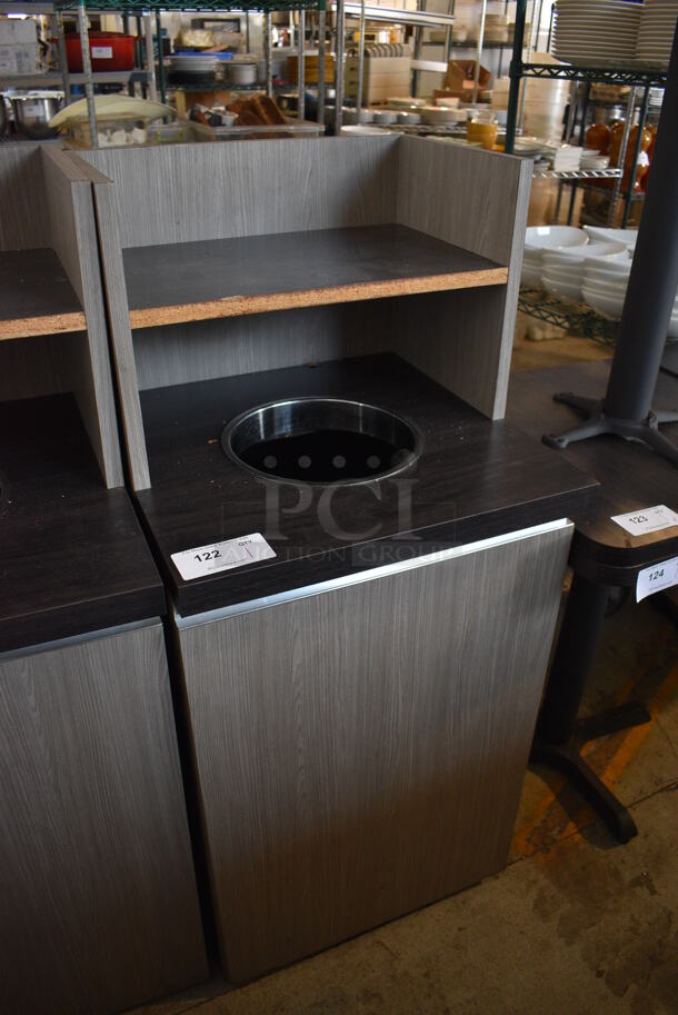 Gray and Black Wooden Trash Can Shell w/ Trash Deposit Hole, Tray Return, Door and Trash Can. 21x21x48.5 - Image 2 of 5