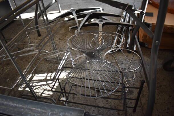ALL ONE MONEY! Lot of Items Under Table Including 10 Various Metal Stands and 2 Metal Bins - Image 9 of 9